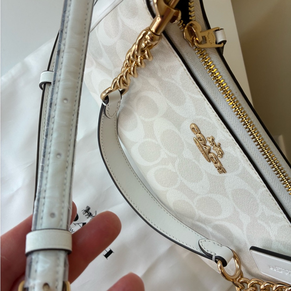 Coach White Teri Shoulder Bag in Signature Canvas - Picture 3 of 12